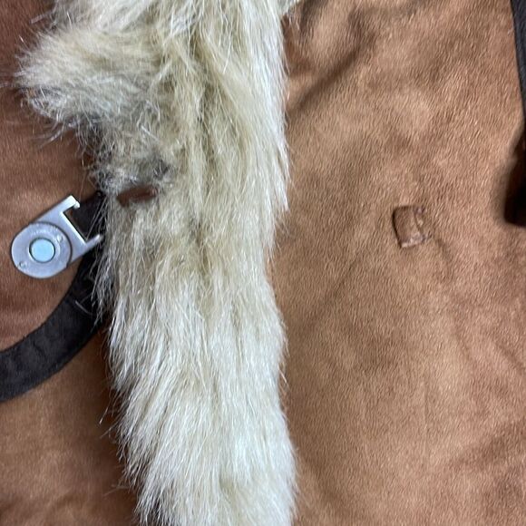 Y2K Vintage Gallery Faux Suede and Fur Penny Lane Short Jacket Small Brown - Picture 3 of 12